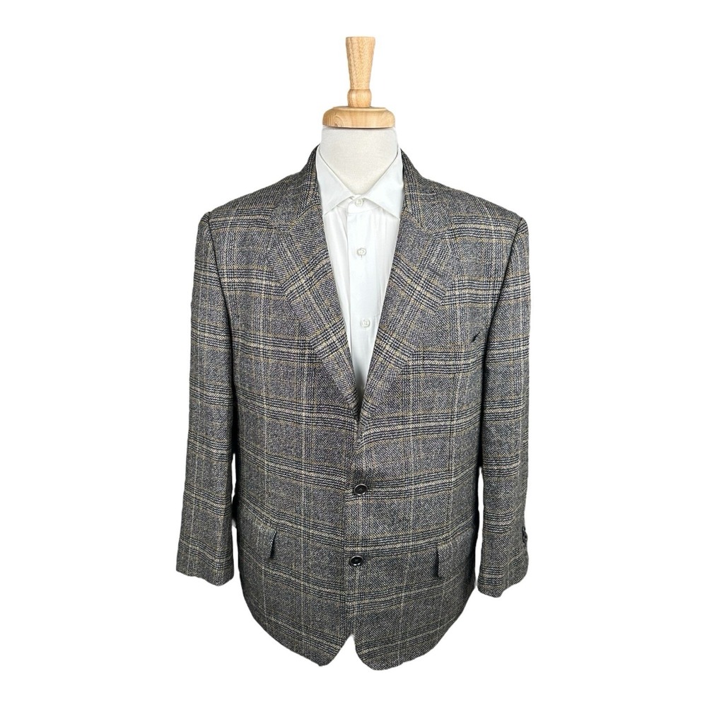 Giorgio’s Of Palm Beach Isaia Gray Orange Check Wool Cashmere Blazer 44R Italy